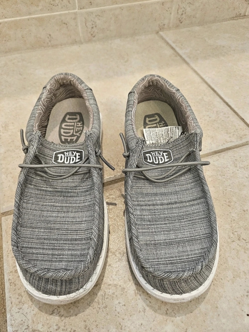 Hey Dude Wally Youth Blend Linen Gray Sneakers US 2